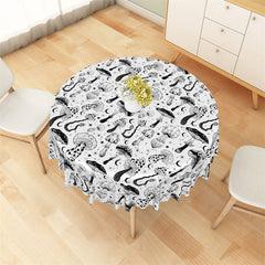 Lofaris Black Poisonous Mushroom Pattern Round Tablecloth