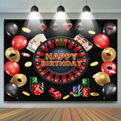 Lofaris Black Poker Casino Balloons Happy Birthday Backdrop