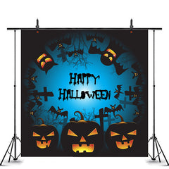 Lofaris Black Pumpkin Bats Happy Halloween Party Backdrop