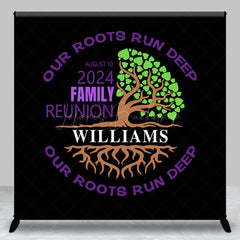 Lofaris Black Purple Tree Custom Family Reunion Backdrop