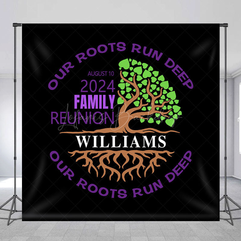 Lofaris Black Purple Tree Custom Family Reunion Backdrop