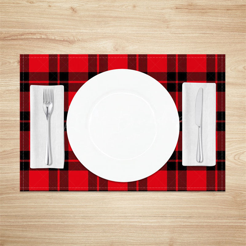 Lofaris Black Red Checkred Plaid Vintage Set Of 4 Placemats