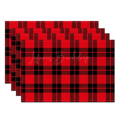 Lofaris Black Red Checkred Plaid Vintage Set Of 4 Placemats