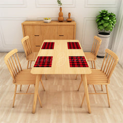 Lofaris Black Red Checkred Plaid Vintage Set Of 4 Placemats