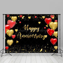 Lofaris Black Red Gold Balloons Happy Retirement Backdrop