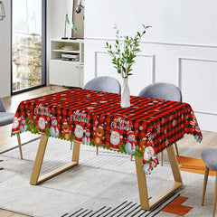 Lofaris Black Red Plaid Santa Snowflake Christmas Tablecloth