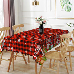 Lofaris Black Red Plaid Santa Snowflake Christmas Tablecloth