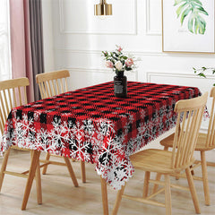 Lofaris Black Red Plaid Snowflake Party Rectangle Tablecloth