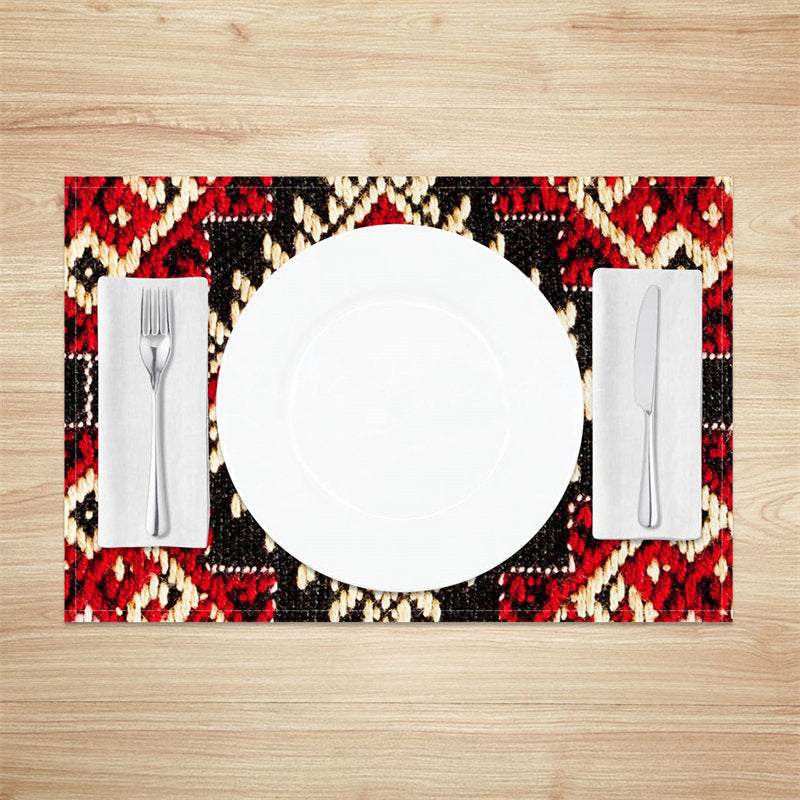 Lofaris Black Red Yellow Vintage Dining Set Of 4 Placemats