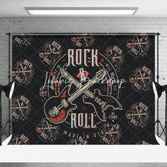 Lofaris Black Repeated Guitar Rock And Roll Party Backdrop