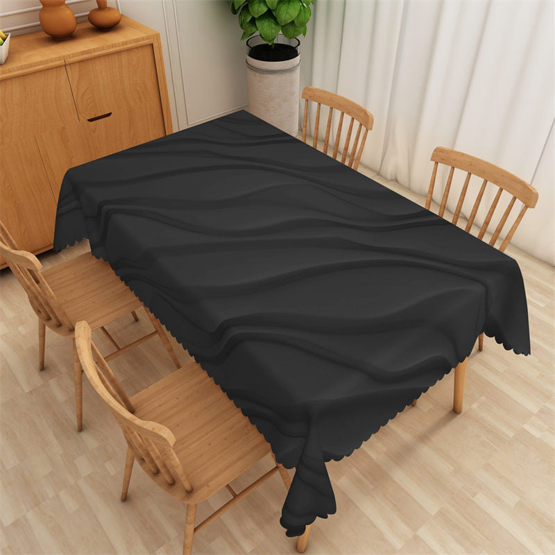 Lofaris Black Ripple Simple Modern Rectangle Tablecloth