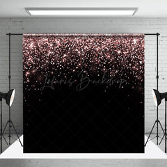 Lofaris Black Rose Gold Falling Glitter Wedding Backdrop