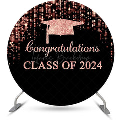 Lofaris Black Rose Pink Cap Round Congrats Grad Backdrop