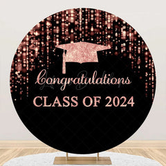 Lofaris Black Rose Pink Cap Round Congrats Grad Backdrop