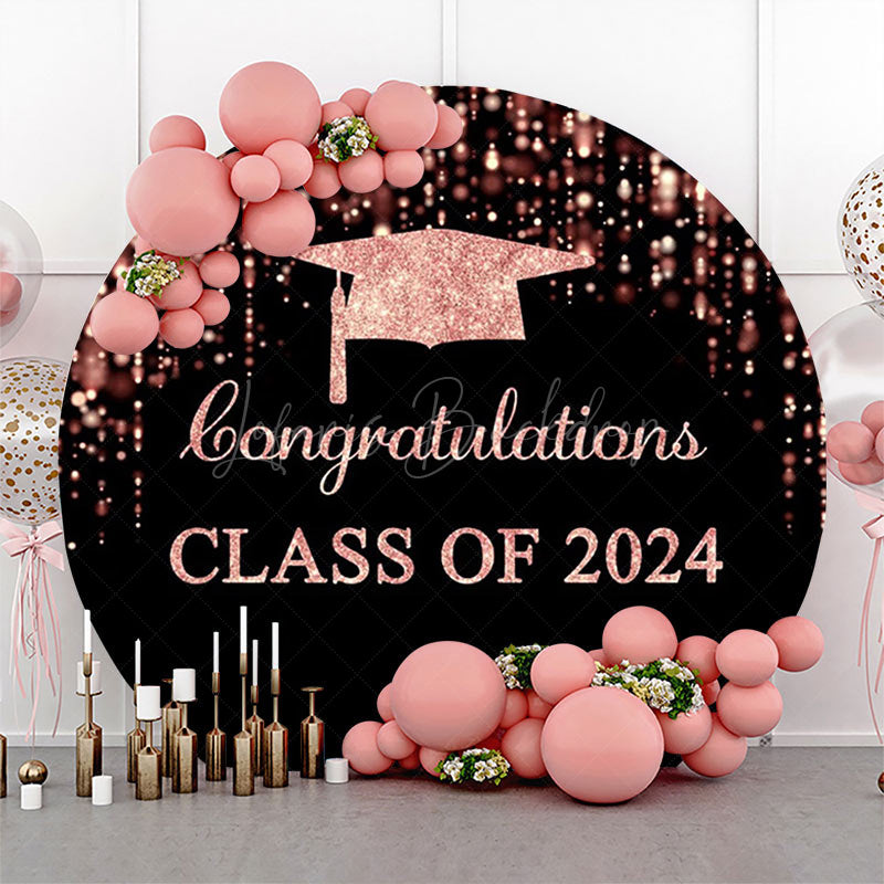 Lofaris Black Rose Pink Cap Round Congrats Grad Backdrop