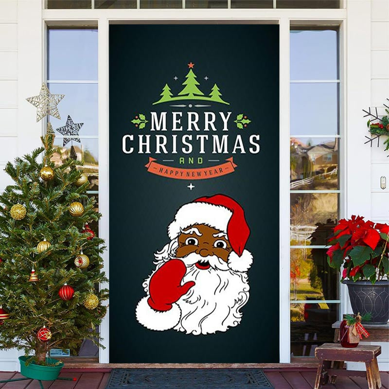 Lofaris Black Santa Claus Merry Christmas Door Cover Decor