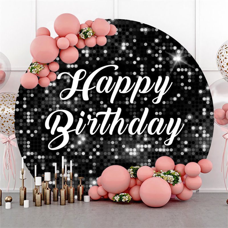 Lofaris Black Sequin Bokeh Sparkling Round Birthday Backdrop