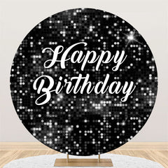 Lofaris Black Sequin Bokeh Sparkling Round Birthday Backdrop