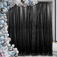 Lofaris Black Shimmery Sequin Fabric Photography Booth Backdrop