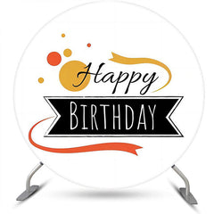 Lofaris Black Sign Golden Dots Round Happy Birthday Backdrop