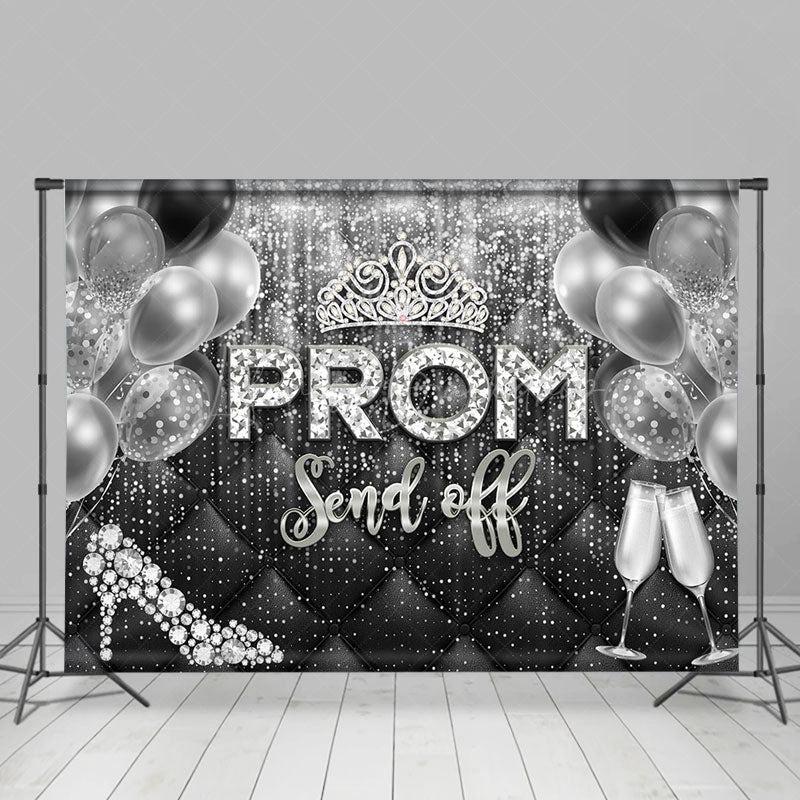 Lofaris Black Silver Balloons High Heels Graduation Backdrop