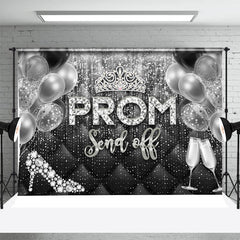 Lofaris Black Silver Balloons High Heels Graduation Backdrop