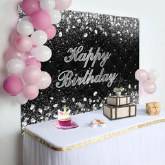 Lofaris Black Silver Diamond Glitter Birthday Party Backdrop