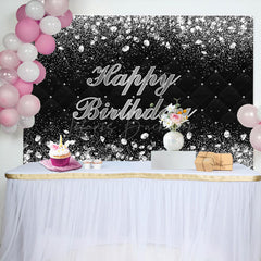 Lofaris Black Silver Diamond Glitter Birthday Party Backdrop