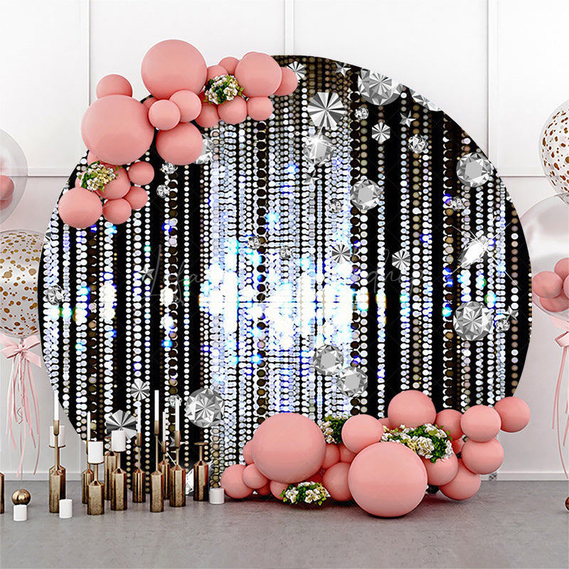 Lofaris Black Silver Diamonds Dance Party Round Backdrop