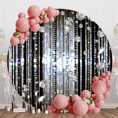 Lofaris Black Silver Diamonds Dance Party Round Backdrop