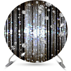 Lofaris Black Silver Diamonds Dance Party Round Backdrop