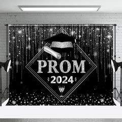 Lofaris Black Silver Diamonds Girls Graduation Prom Backdrop