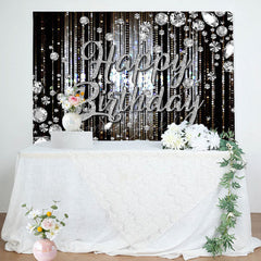 Lofaris Black Silver Diamonds Sparkle Backdrop For Birthday