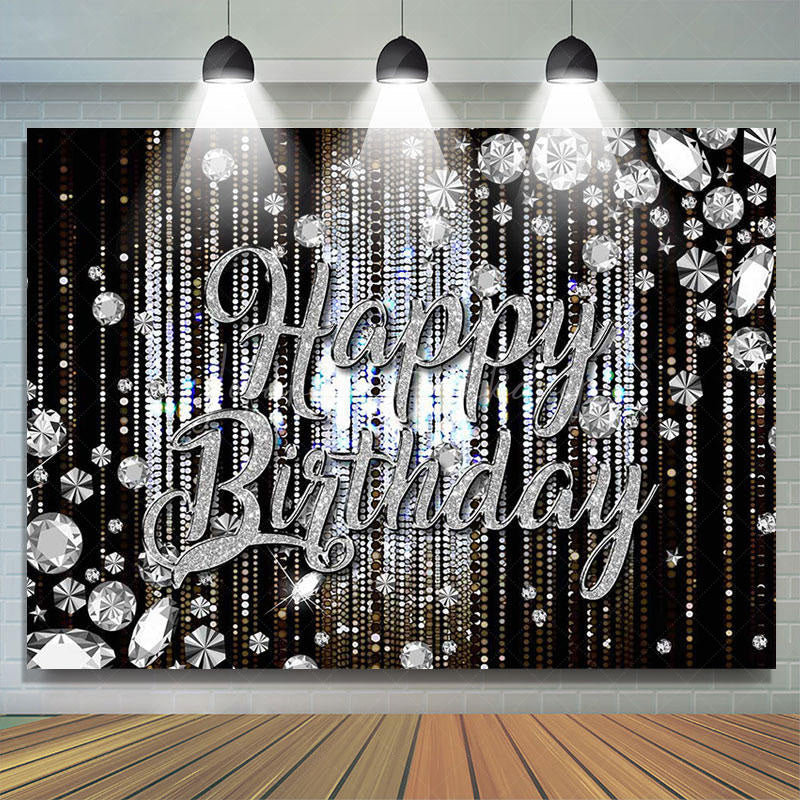 Lofaris Black Silver Diamonds Sparkle Backdrop For Birthday