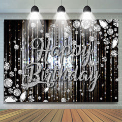 Lofaris Black Silver Diamonds Sparkle Backdrop For Birthday