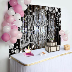 Lofaris Black Silver Diamonds Sparkle Backdrop For Birthday