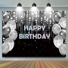 Lofaris Black Silver Glitter Balloon Birthday Party Backdrop