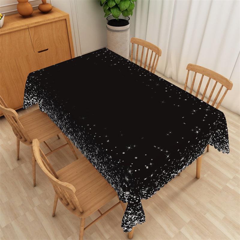 Lofaris Black Silver Glitter Party Decorative Tablecloth