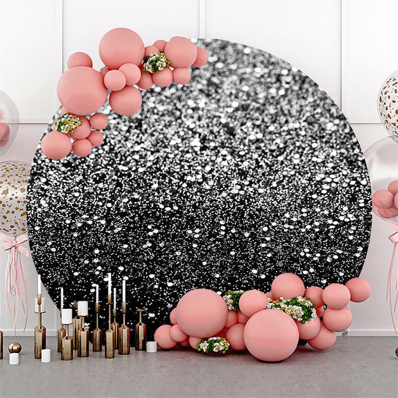 Lofaris Black Silver Glitter Round Happy Birthday Backdrop