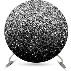 Lofaris Black Silver Glitter Round Happy Birthday Backdrop