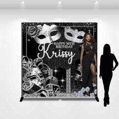 Lofaris Black Silver Masquerade Personalized Birthday Banner