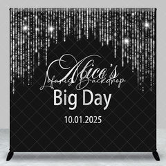 Lofaris Black Silver Royal Big Day Custom Birthday Backdrop