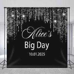 Lofaris Black Silver Royal Big Day Custom Birthday Backdrop