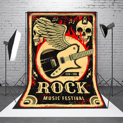 Lofaris Black Skeleton Rock Music Festival Party Backdrop