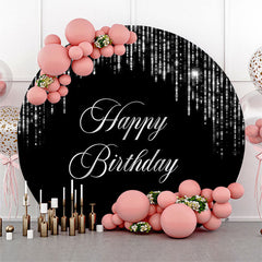 Lofaris Black Sliver Tassels Bokeh Round Birthday Backdrop