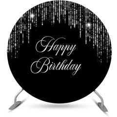 Lofaris Black Sliver Tassels Bokeh Round Birthday Backdrop