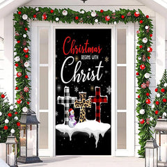 Lofaris Black Snowy Cross Snowflake Christmas Door Cover