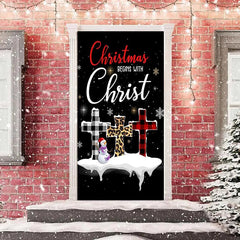 Lofaris Black Snowy Cross Snowflake Christmas Door Cover