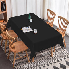 Lofaris Black Soild Color Rectangle Tablecloth For Kitchen