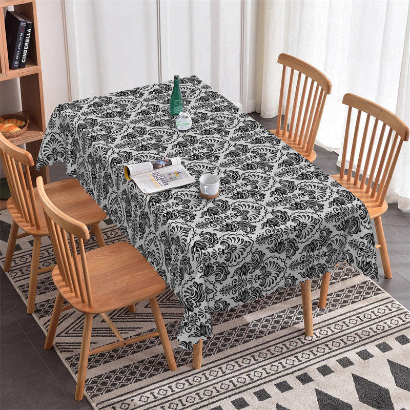 Lofaris Black Special Pattern Repeat Tablecloth For Kitchen